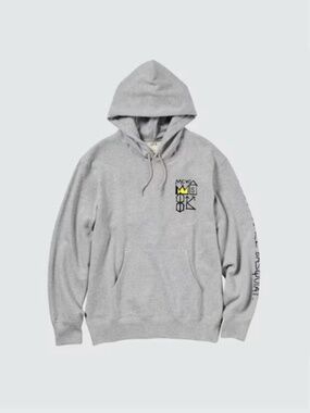 Uniqlo Basquiat Grey Cotton Graphic Hoodie Size S
